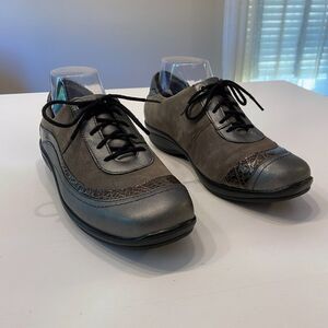Ziera Women's Black & Pewter Leather Walking‎ Running Sneakers Shoes US Size 8.5
